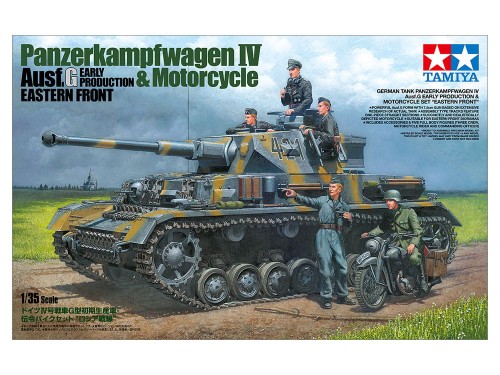 Tamiya 1:35 German Tank Pz. Kpfw. IV Ausf. D Erly Production & Motocycle Set Estern Front