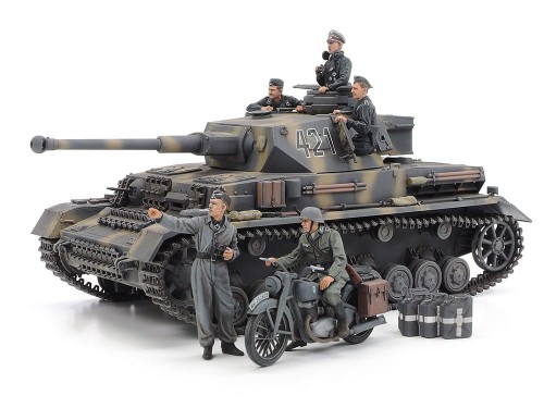 Tamiya 1:35 German Tank Pz. Kpfw. IV Ausf. D Erly Production & Motocycle Set Estern Front