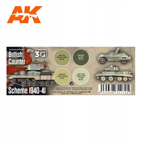 AK INTERACTIVE 11676 Zestaw farb British Caunter