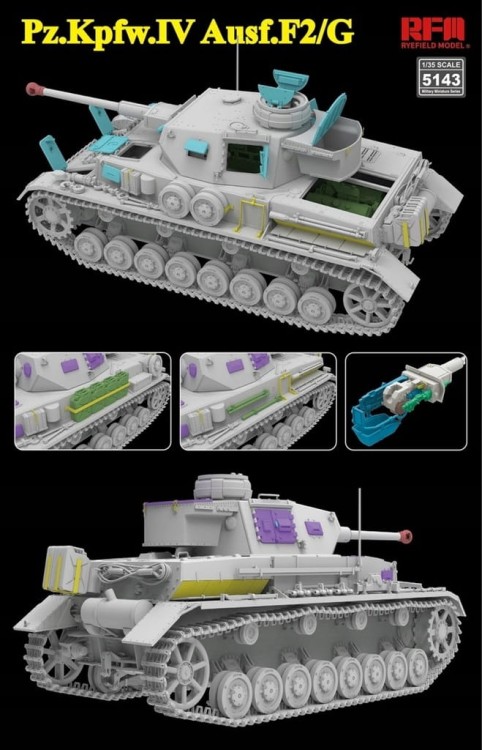 RFM 5143 Panzer IV Ausf.F2/G Engine & Workable Tracks Rye Field Model 1/35
