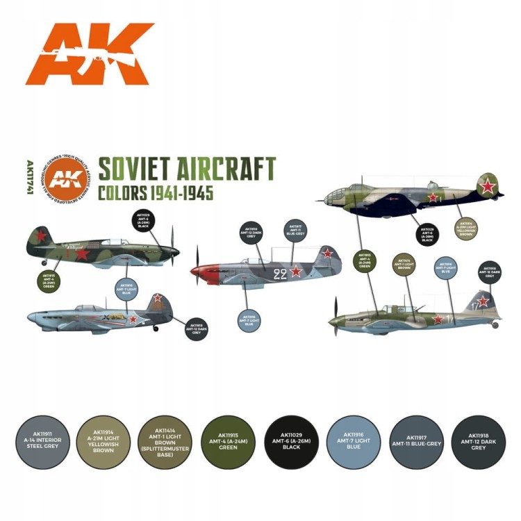 AK INTERACTIVE 11741 Zestaw farb Soviet Aircraft